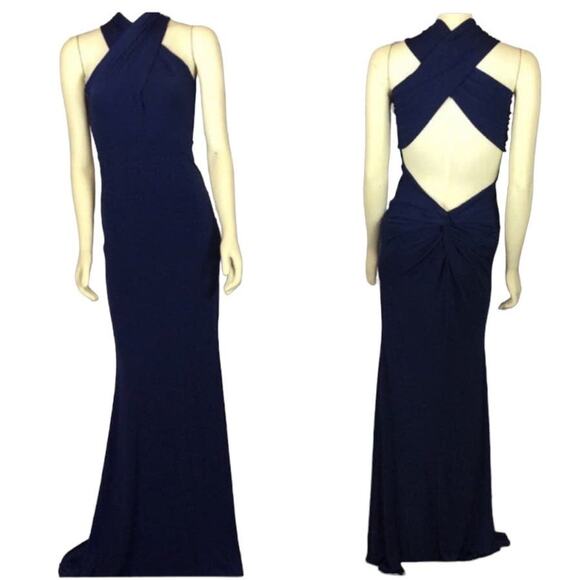 AG STUDIO Navy halter neck cutout back maxi dress size small - Picture 4 of 14